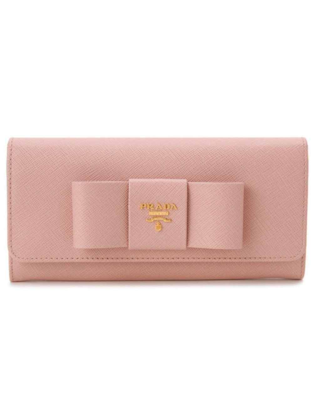 Prada Blush Pink Saffiano Bow Continental Wallet